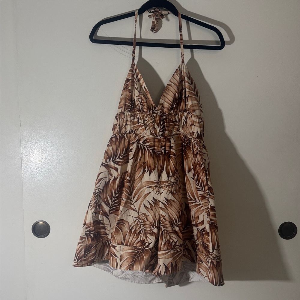 Autumn Adeigbo Palm Print Karina Halter Romper